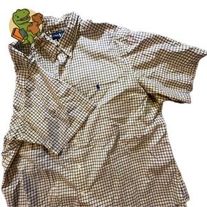 Polo Ralph Lauren Mens Short Sleeve Button Down Shirt Plaid Blue Yellow Size XXL